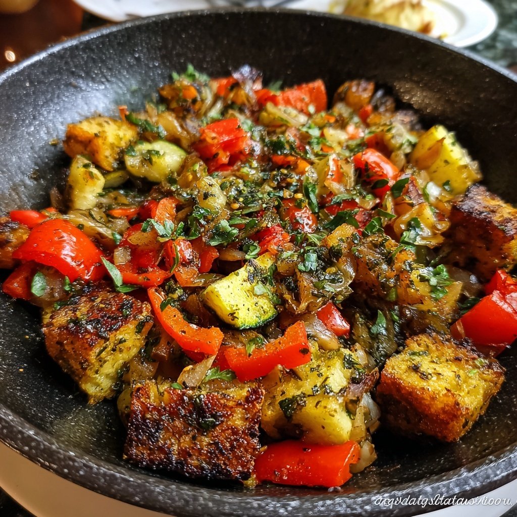 Auberginenpfanne würzig abgeschmeckt