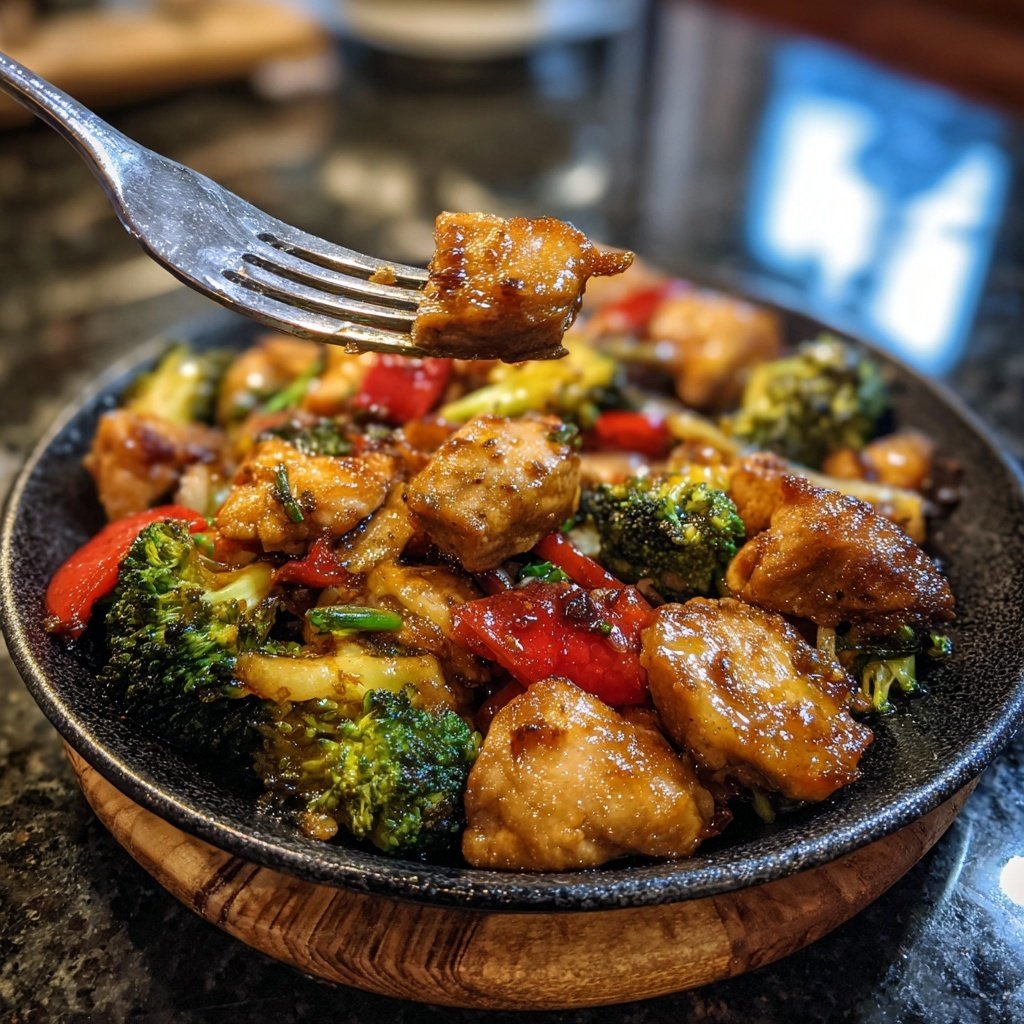 Kalorienarme Hähnchenpfanne Mit Brokkoli Und Paprika