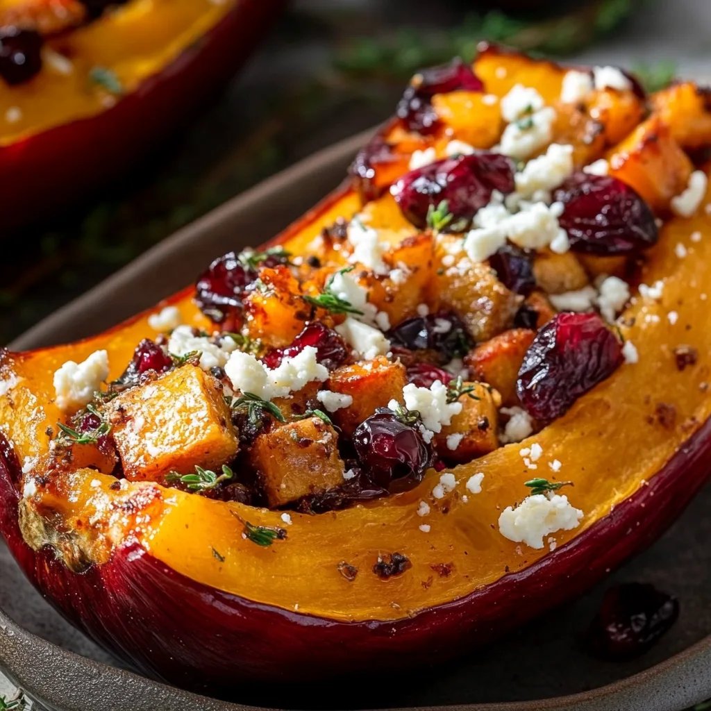 Honig gerösteter Butternut-Kürbis mit Cranberries und Feta