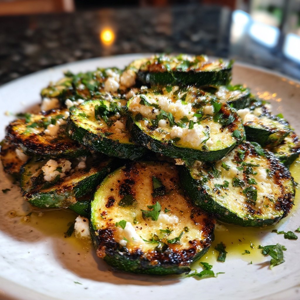 Gegrillte Zucchini Scheiben Mit Feta