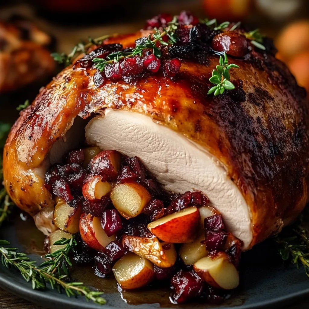 Cranberry und Apple Stuffed Turkey Breast